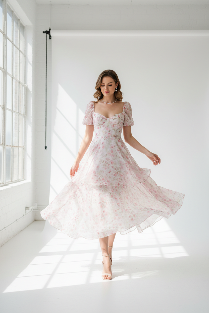 Robe Midi Fleurie Édition Printemps