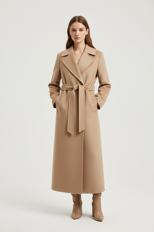 Manteau Long Laine Beige
