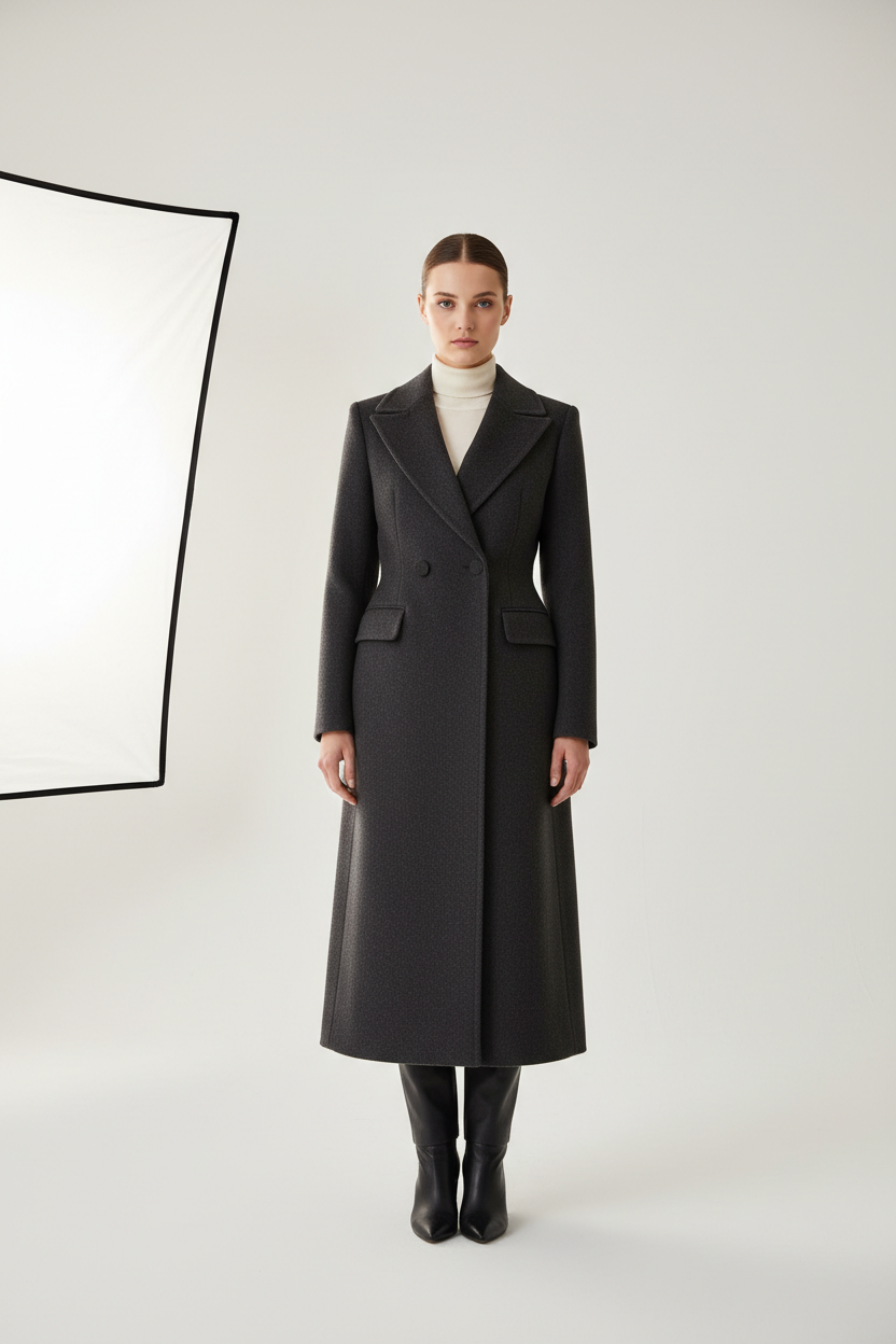 Manteau Long Laine — coloris gris anthracite