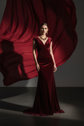 Robe de Soirée Velours Bordeaux