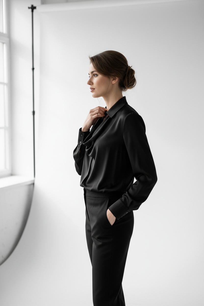 Top en Soie — coloris noir